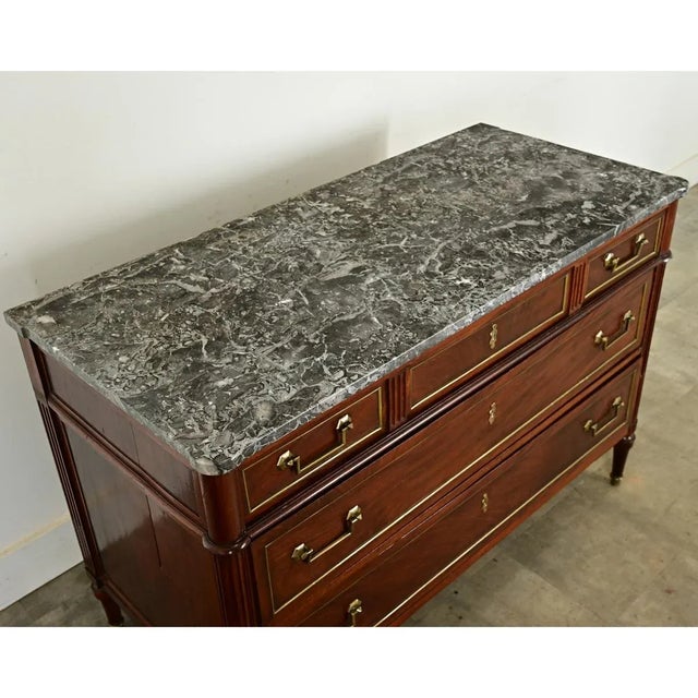 French 19th Century Louis XVI Style Mahogany & Marble Commode For Sale In Baton Rouge - Image 6 of 12