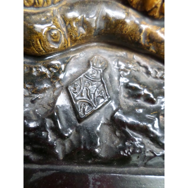 Ceramic Martin Brothers Style Antique Victorian English Pottery Pair of Owls Figurine For Sale - Image 7 of 8