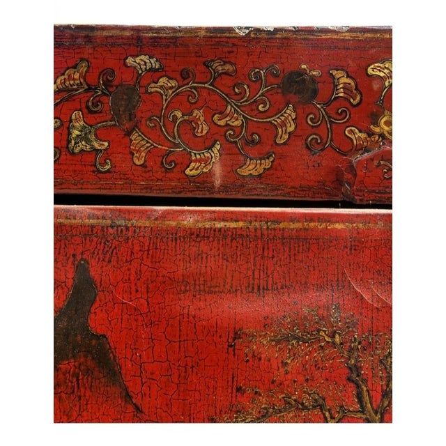 Mid 19th Century Set of 4-Piece Antique Chinese Red Lacquer and Gilt-Painted Cabinets For Sale - Image 10 of 12