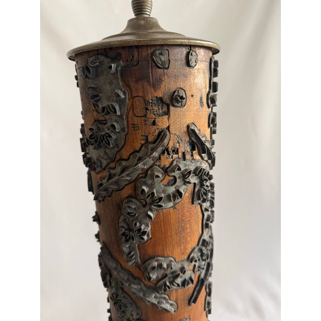 Early 19th Century Early 19th Century Vintage Industrial Wallpaper Roller Floor Lamp For Sale - Image 5 of 9