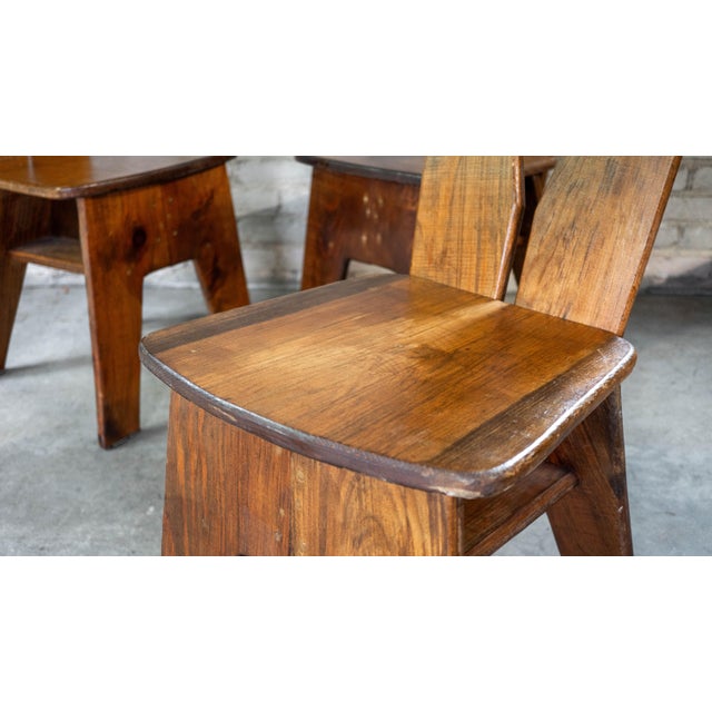 1970s French Modern Brutalist Dining Chairs After Pierre Chapo - Set of 8 For Sale - Image 17 of 18