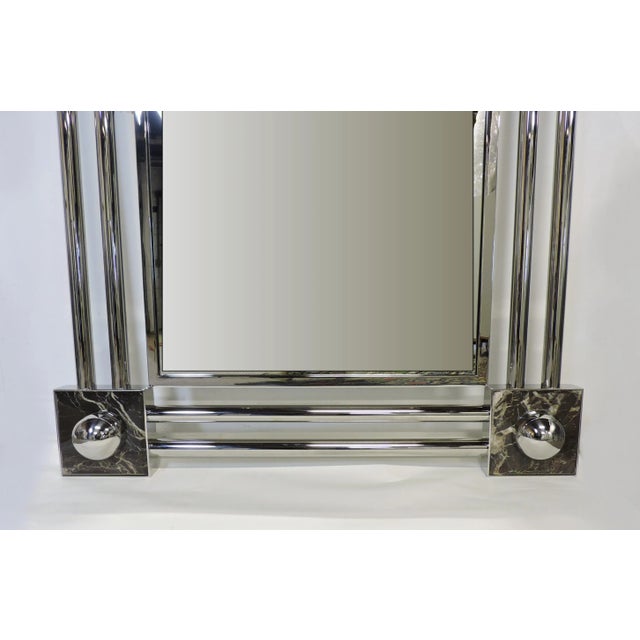 Postmodern 1980s Brueton Post Modern Reflection Two Stainless and Marble Mirror by J. Wade Beam For Sale - Image 3 of 10