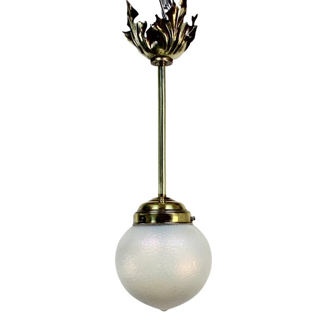 Art Nouveau Iridescent Glass Ceiling Lamp For Sale