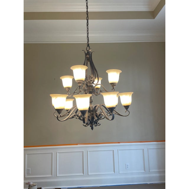 Metal Murray Feiss 12 Light Chandelier For Sale - Image 7 of 12