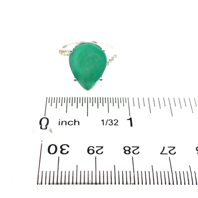 Natural Emerald Diamond Ring Size 7 14k White Gold 7.17 TCW Certified For Sale - Image 15 of 18