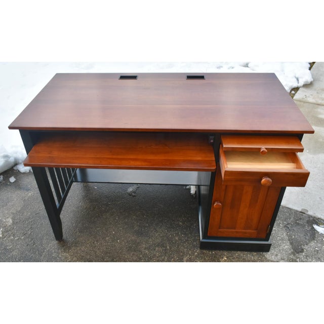 Black Vtg. Ethan Allen "Impressions" Black & Cherry Home Office Desk For Sale - Image 8 of 13