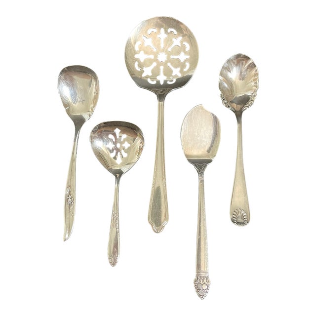 Antique Mixed Silverplate Flatware Serving Pieces - Lot of 5 For Sale