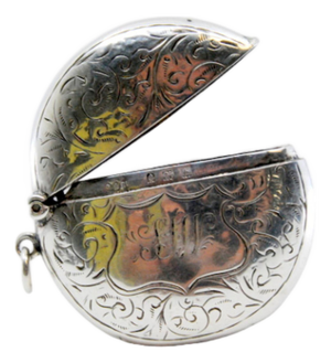 Silver Matchbox in Circular Shape with Engraved Plant Motifs