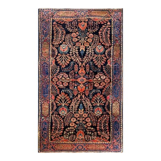 Antique Persian Mohajeran Sarouk Rug With Inscription Border, Circa 1910, 2'8" × 4'10" For Sale