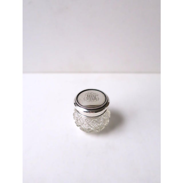 Early 20th Century Sterling Silver Crystal Vanity Jar Box J E Caldwell For Sale - Image 5 of 12