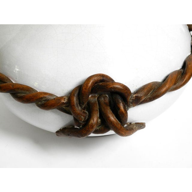 Beige Mid-Century Italian White Ceramic Table Lamps with Original Shades, 1950s, Set of 2 For Sale - Image 8 of 18