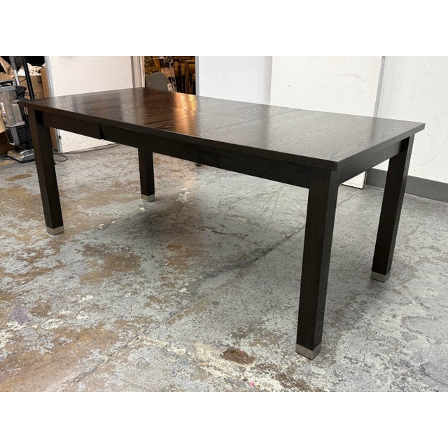 2010s Contemporary Butterfly Leaf Compact Extension Dining Table For Sale - Image 5 of 12