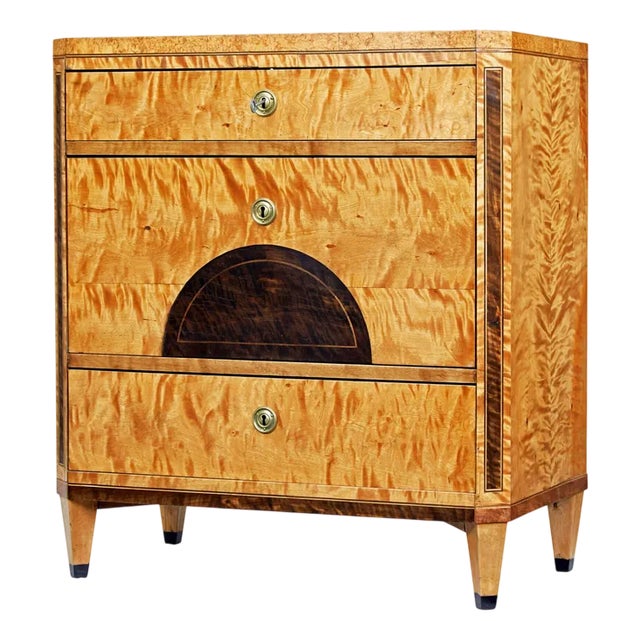 Swedish Biedermeier Inlaid Birch Chest of Drawers For Sale
