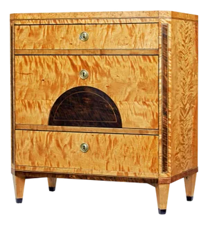 Swedish Biedermeier Inlaid Birch Chest of Drawers