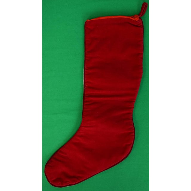Traditional Hand Needlepoint Fox-Hunter Christmas Stocking W/ Red Velvet Backing For Sale - Image 3 of 4