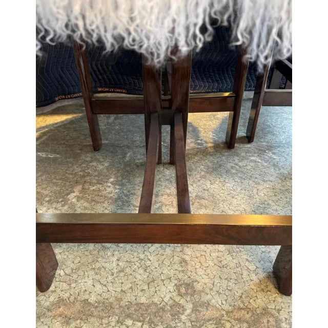 Interlude Burke Fur High Gloss Walnut Bar Counter Stool For Sale - Image 10 of 10
