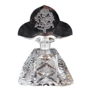 1940s Large Cut Crystal Perfume Bottle For Sale