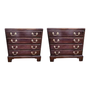Pair of Ethan Allen Chippendale Cherry Small Chest of Drawers / Nightstands