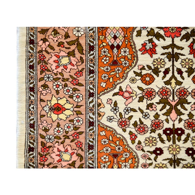 Textile Vintage Silk Turkish Hereke Rug For Sale - Image 7 of 11