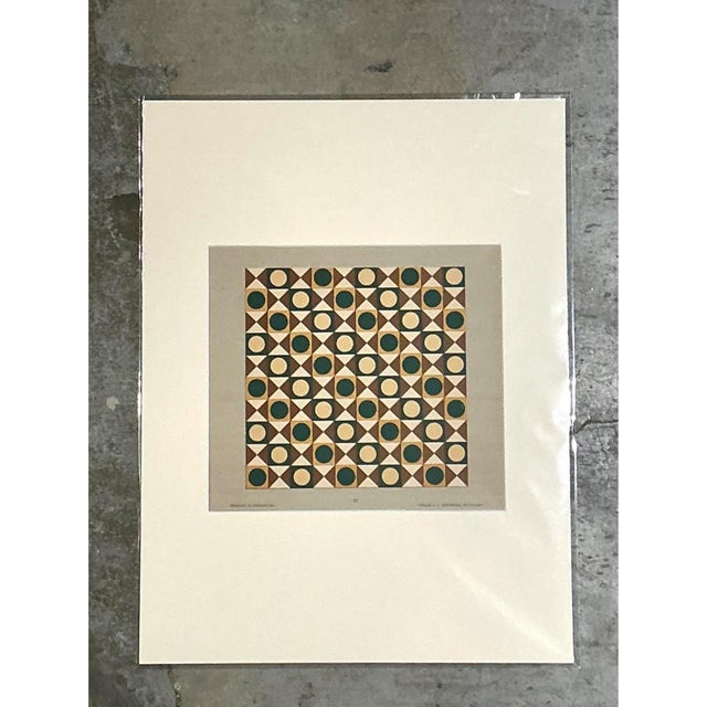 Vintage Geometric Tile Pattern Serigraph For Sale In West Palm - Image 6 of 12