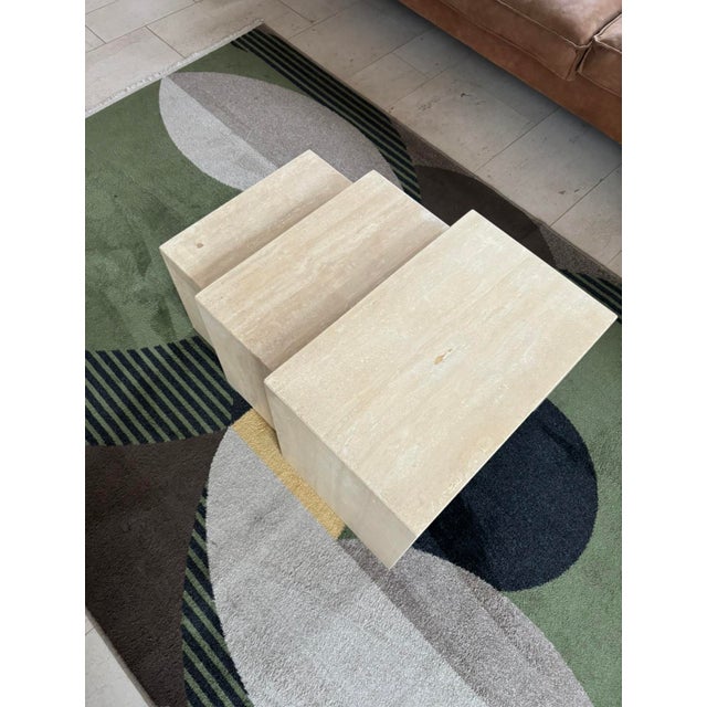 Vintage Travertine Nesting Tables, 1970s, Set of 3 For Sale - Image 6 of 10