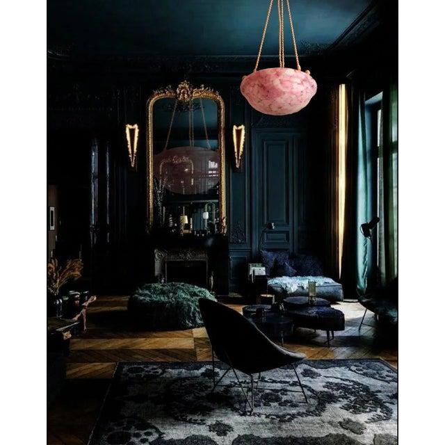 1950s Pink Art Deco Chandelier For Sale - Image 9 of 12