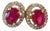 Bochic "Orient" Diamond & Ruby Stud Earrings Set In 18K Gold & Silver For Sale