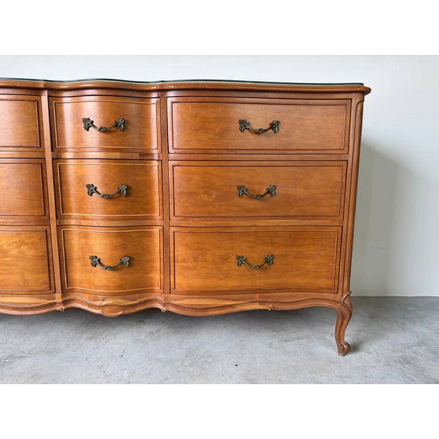 French Provincial Drexel Touraine French Provincial Louis XV Style Nine Drawer Dresser For Sale - Image 3 of 18