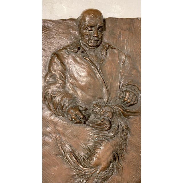 German Expressionist Bronze Relief Plaque Mans Best Friend, a Man and His Dog, 1985 For Sale - Image 14 of 14