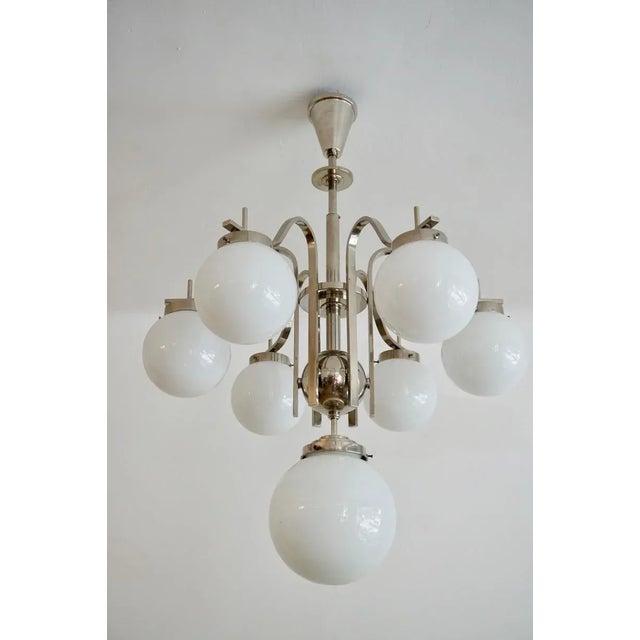 1930s Art Deco Hungarian Chrome Glass Ceiling Lamp, 1930s For Sale - Image 5 of 12