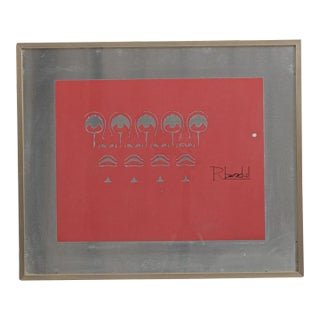 20th Century Belgian Artwork With Metal Frame By Rene Berdal For Sale