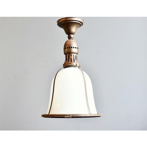 Kandem Model 502 Pendant Light Circa 1920s - Opaline glass shade - Copper and steel parts - Model 502 - Takes E27 fitting...