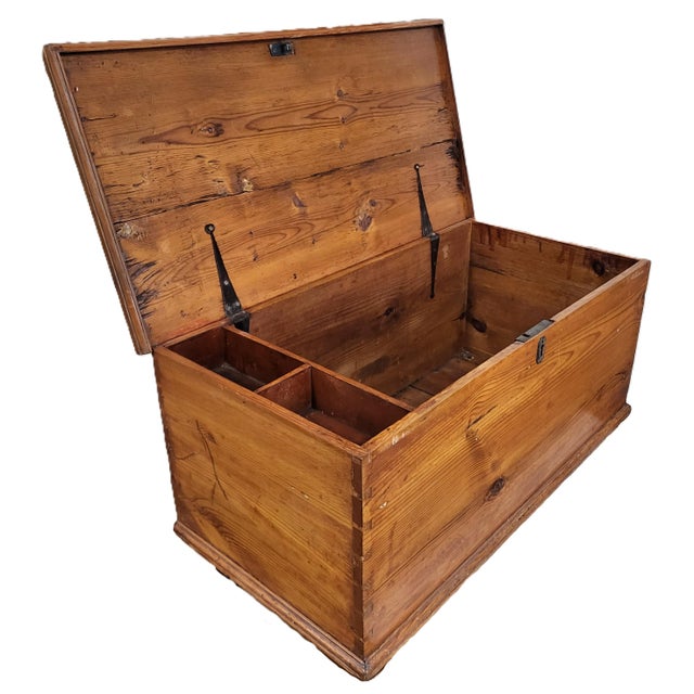 Brown 19th C American Blanket Chest Trunk Steamer For Sale - Image 8 of 16