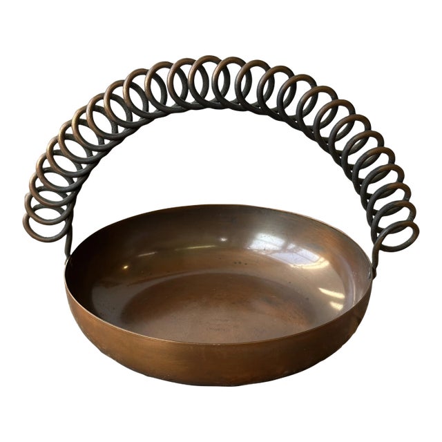 Vintage Modernist Sculptural Hand Wrought Copper Vessel With Handle by Frank Rebajes, Circa 1940s-50s For Sale