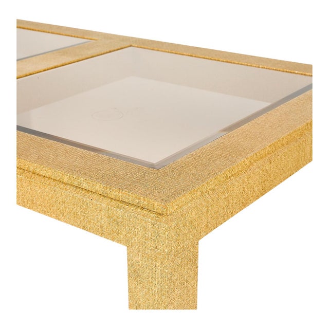 Contemporary 1970s Karl Springer Style Organic Modern Grasscloth Ming Form Dining Table or Desk For Sale - Image 3 of 10