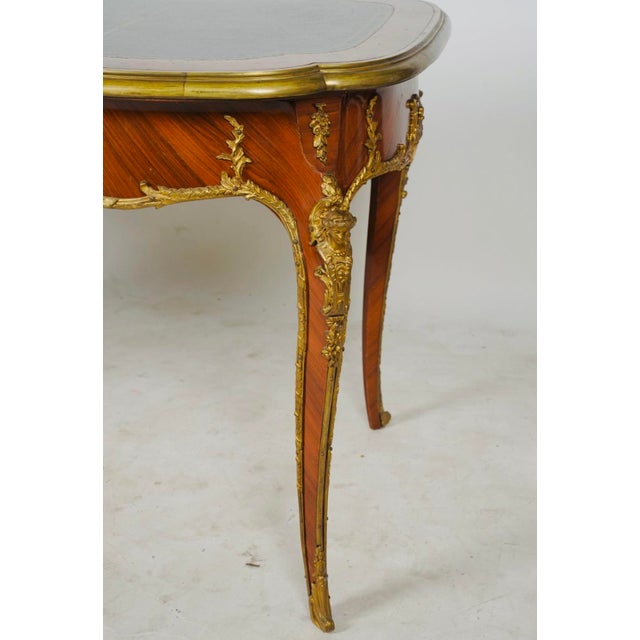 Pair of Mid 20th Century Louis XV Style Black Leather-Top Writing Desks With Figural Gilt Mounts For Sale - Image 10 of 17