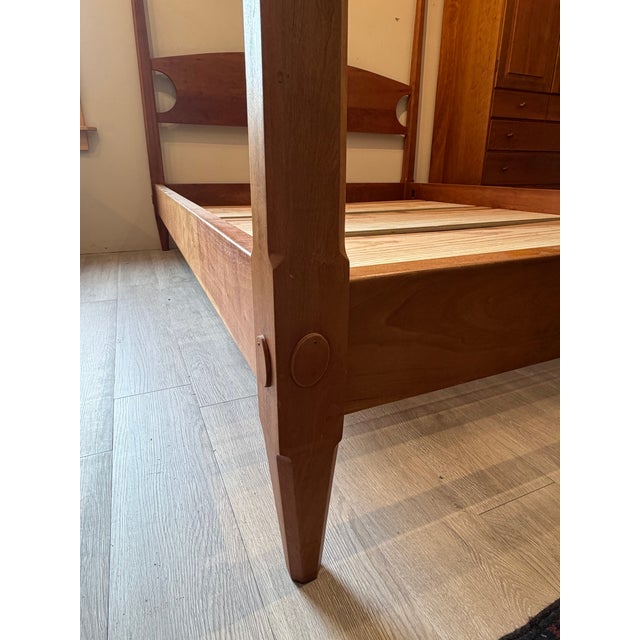 Wood Custom Made Shaker Cherry Pencil Post Bed Frame For Sale - Image 7 of 12