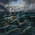 The Leader of the Sea Beasts by Robin Hextrum | Oil on Canvas Unicorn among sea creatures in turbulent waves. For Sale