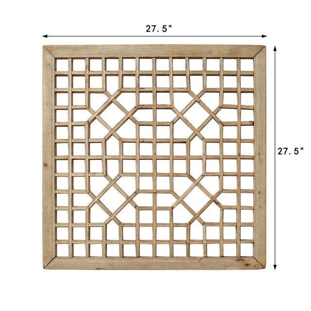 This vintage wooden lattice panel was once part of a traditional architectural structure, now reimagined as a striking...