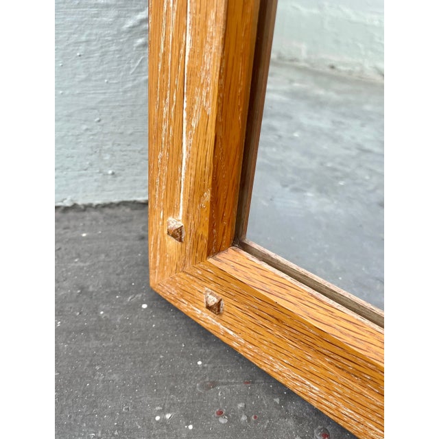 Wood Vintage Brandt Ranch Oak Rustic Wall Mirror For Sale - Image 7 of 10