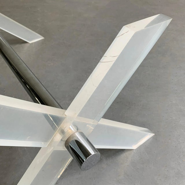 Metal Mid 20th Century Modern Lucite X Coffee Table Base For Sale - Image 7 of 8