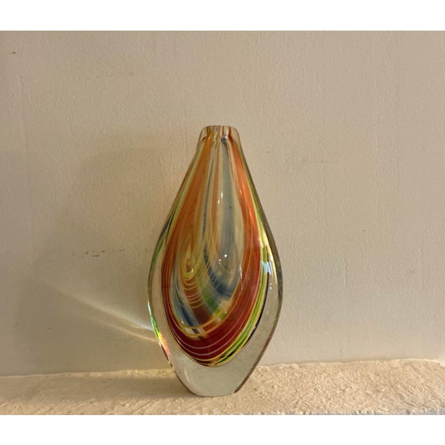 Mid Century Modern Murano Glass Sommerso Bud Vase With Swirled Colors, - Italy Circa 50s 60s For Sale - Image 12 of 12