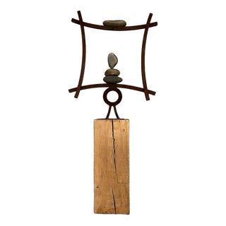 Dutch Equilibrium Sculpture in Stone and Steel, 1970s For Sale