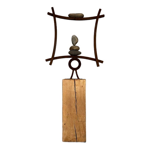 Dutch Equilibrium Sculpture in Stone and Steel, 1970s For Sale