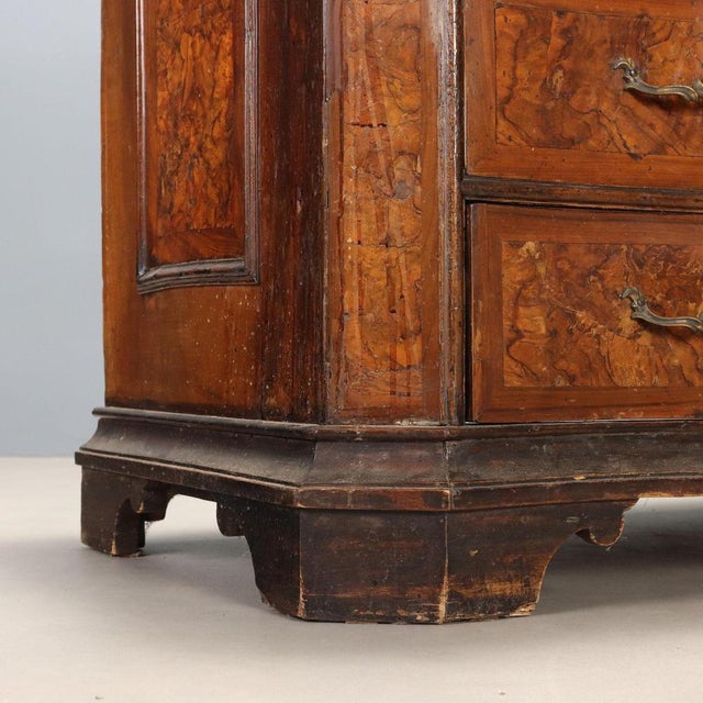 Wood Italian Baroque Chest of Drawers in Walnut Burl For Sale - Image 7 of 11