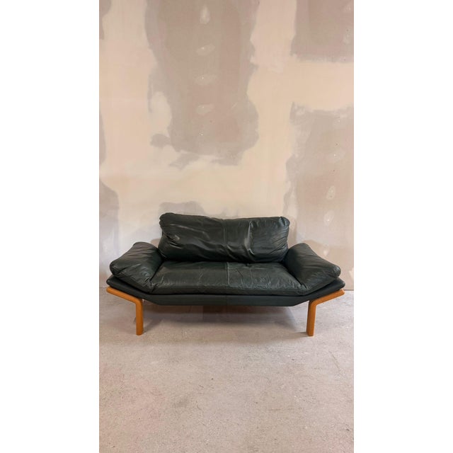 Danish Two-Seater Sofa in Teak and Dark Green Leather from Komfort, 1970s For Sale - Image 3 of 17
