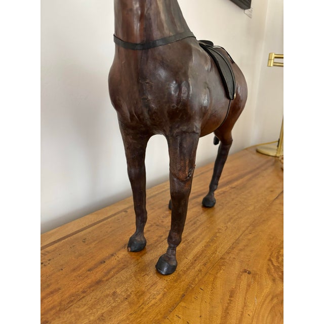 Ralph Lauren Mid 20th Century Vintage Pieced Leather Horse Figure Sculpture With Glass Eyes For Sale - Image 4 of 11