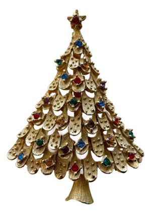 Christmas Tree Pin Signed Jj