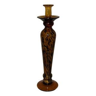 Tall Italian Art Glass Candlestick in the style of Murano, 1970s For Sale