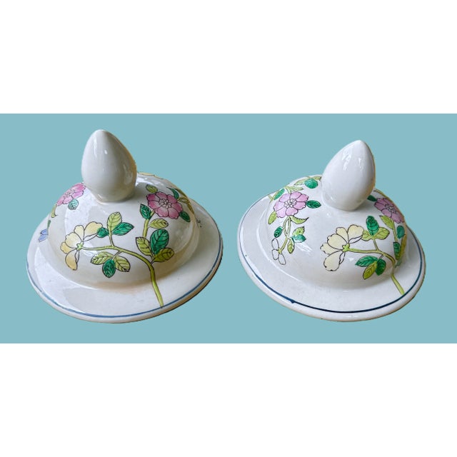 Vintage Hand Painted Tobacco Leaf Ginger Jars / Urns - A Pair, 16" Tall For Sale - Image 10 of 14